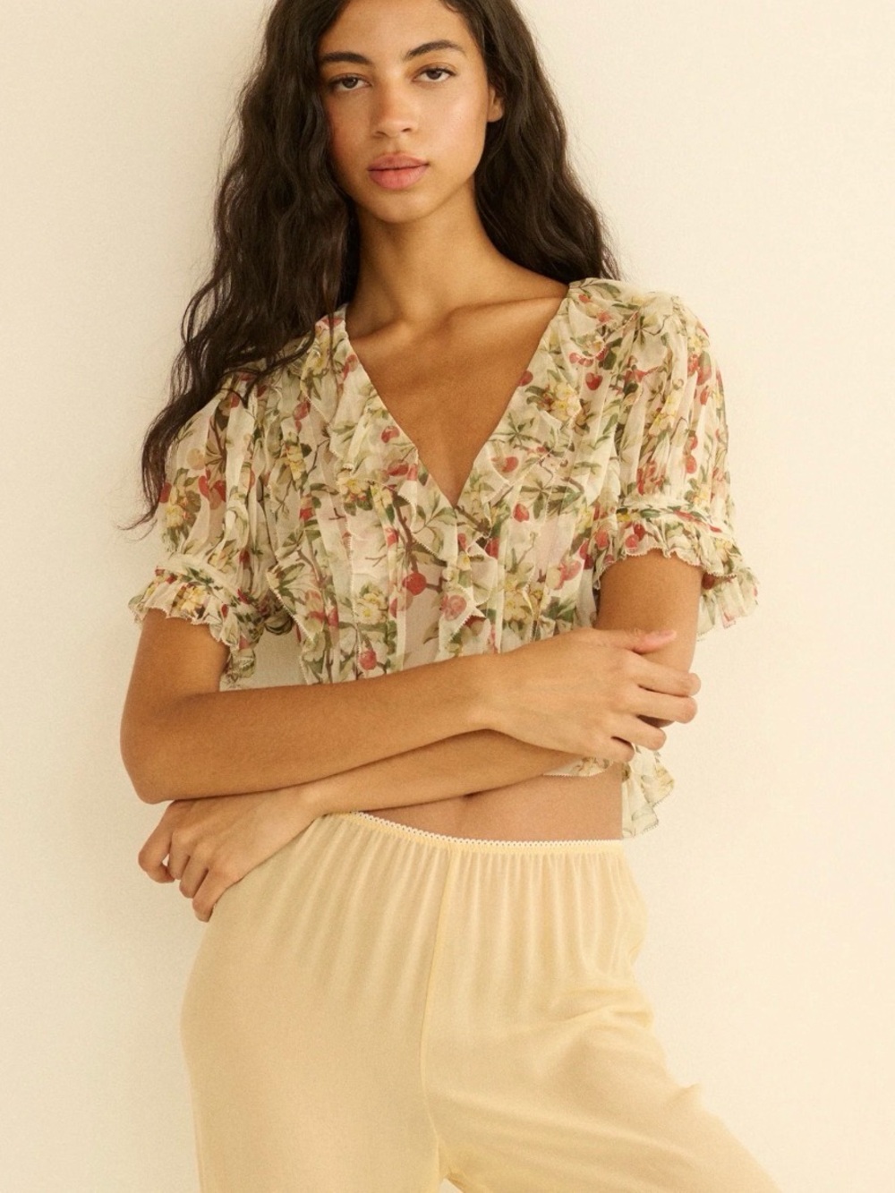 Dôen salona cerise et fleur blouse
